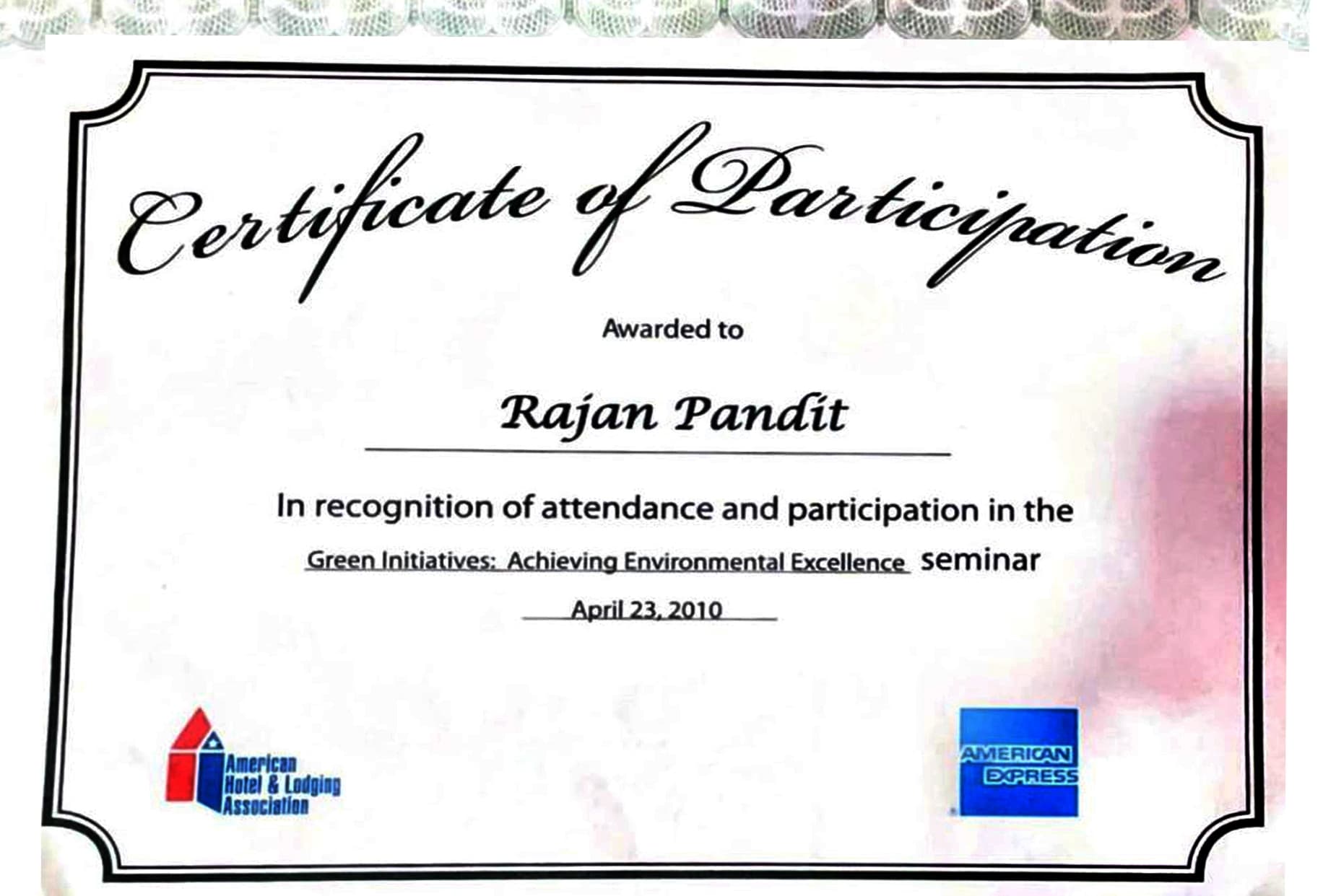 Certificate of Partification